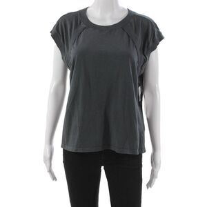 Nux Women Basic Gray Crew Neck Short Sleeve T-Shirt Cotton Spandex Size L